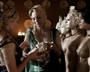 Brutal man makes movie star Katrina Law sweat waiting for fucking in TV series Spartacus naked sex scenes